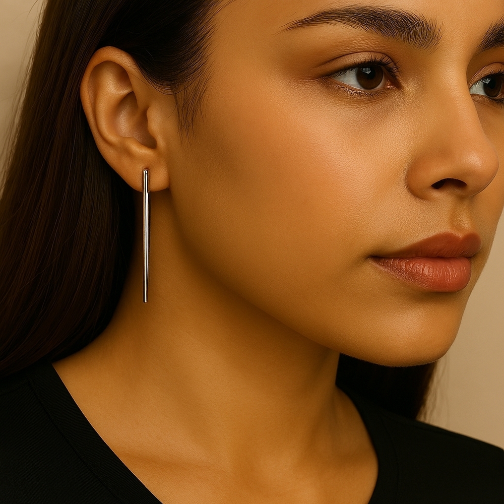 Silver tone 2-inch Long Spikes Post Earrings - Stylish Women's Fashion Jewelry
